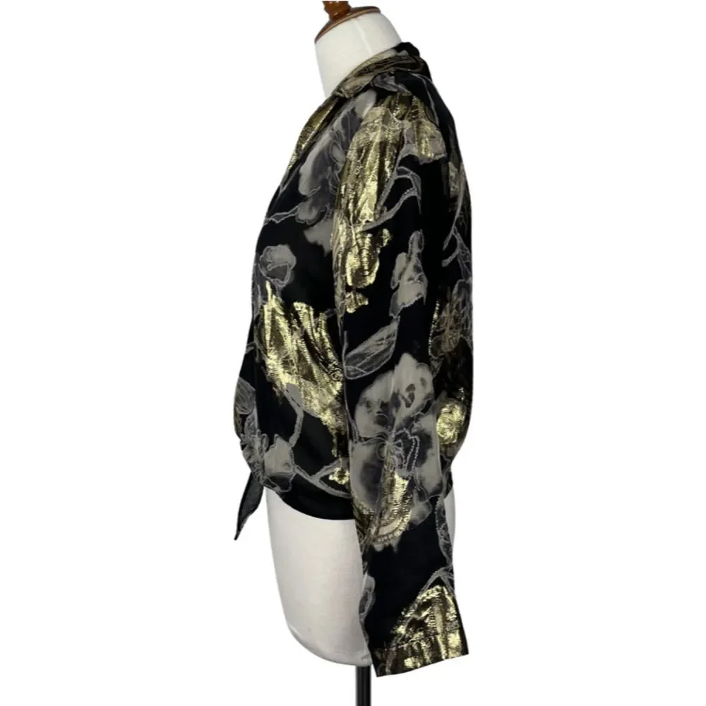 Chico's Silk Goldie Floral Tropez Jacket Size 0 - Picture 3 of 8